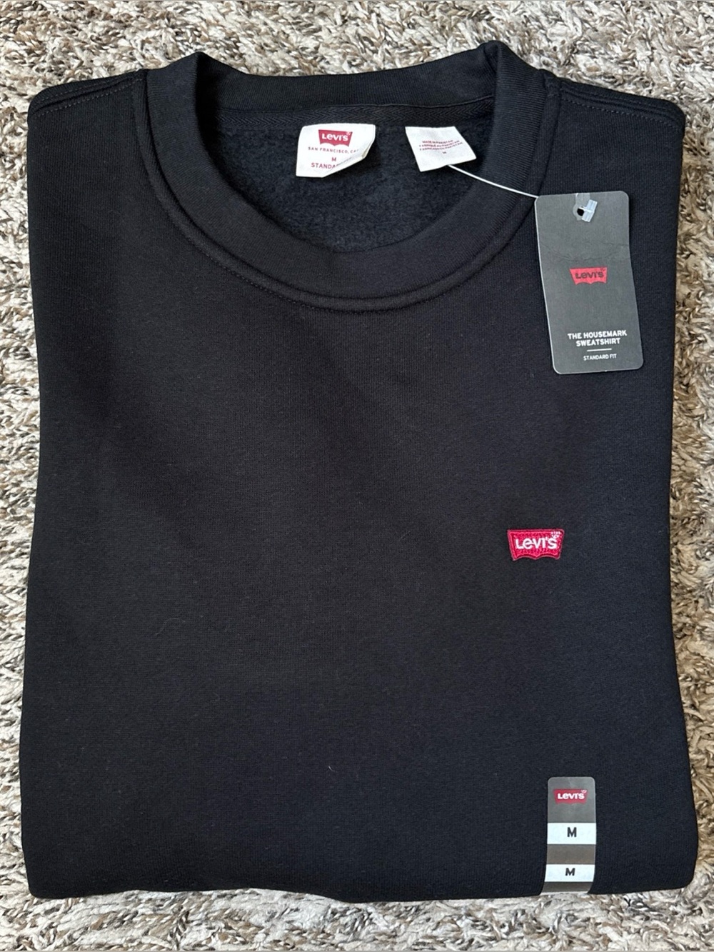 Levi's Black Crewneck Sweatshirt with Red Logo Patch